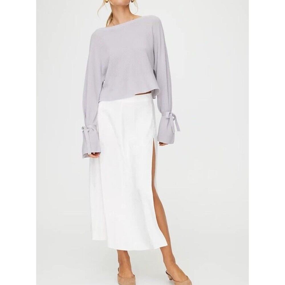 Aritzia Top Women's Small White Wilfred Long Sleeves Wrist Tie Cropped Button Up